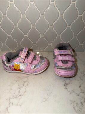 Pink Winnie the Pooh & Piglet Kids Sneakers with Hook-and-Loop Straps